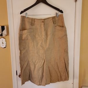 Linen skirt  tan / beige safari style Vintage y2k andamio Pencil Skirt
